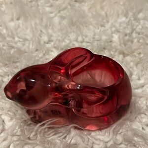 Vintage Cranberry Pink Rabbit Indiana Glass Votive Tea Light Candle